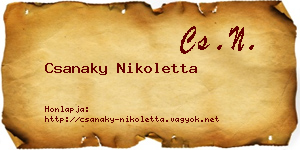 Csanaky Nikoletta névjegykártya